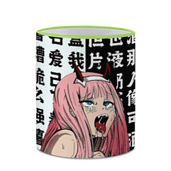 Кружка 3D AHEGAO ZERO TWO Зеро ту ахегао, цвет: 3D-светло-зеленый кант — фото 2