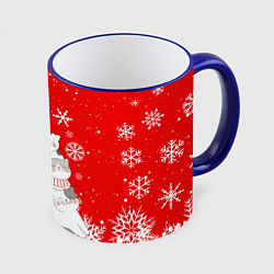 Кружка 3D КОТОЁЛКА на новый год, цвет: 3D-синий кант