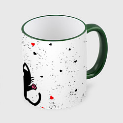 Кружка 3D Влюблённый котик Cat Love, цвет: 3D-зеленый кант