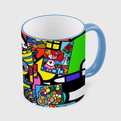 Кружка 3D Romero Britto - emoji, цвет: 3D-небесно-голубой кант