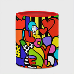 Кружка 3D Romero Britto - love you, цвет: 3D-белый + красный — фото 2