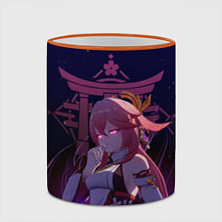 Кружка 3D Genshin Impact - Гудзи Яэ Мико, цвет: 3D-оранжевый кант — фото 2