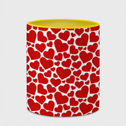 Кружка 3D Красные Сердечки LOVE, цвет: 3D-белый + желтый — фото 2