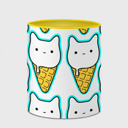 Кружка 3D Гигантские коты мороженое, цвет: 3D-белый + желтый — фото 2
