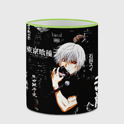 Кружка 3D Токийский Гуль на фоне Иероглифов Tokyo Ghoul, цвет: 3D-светло-зеленый кант — фото 2