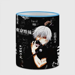 Кружка 3D Токийский Гуль на фоне Иероглифов Tokyo Ghoul, цвет: 3D-небесно-голубой кант — фото 2