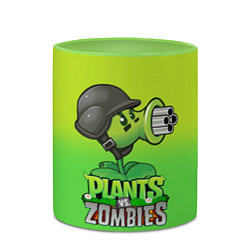 Кружка 3D Plants vs Zombies - Горохомёт, цвет: 3D-белый + светло-зеленый — фото 2