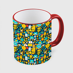 Кружка 3D Трейдер Криптовалют, цвет: 3D-красный кант