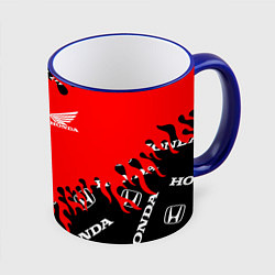Кружка 3D Honda нарисованный огонь, цвет: 3D-синий кант