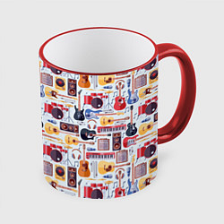 Кружка 3D Рок Музыкант, цвет: 3D-красный кант