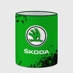 Кружка 3D Skoda следы от шин, цвет: 3D-зеленый кант — фото 2