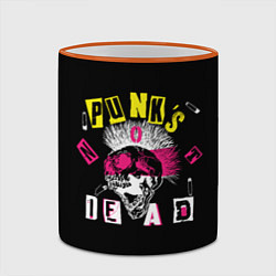 Кружка 3D PUNKS NOT DEAD ирокез, булавки, череп, цвет: 3D-оранжевый кант — фото 2