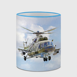 Кружка 3D Многоцелевой вертолёт МИ-8, цвет: 3D-небесно-голубой кант — фото 2