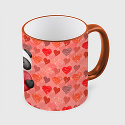 Кружка 3D Панда с сердечком день влюбленных, цвет: 3D-оранжевый кант