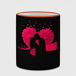 Кружка 3D Силуэты Влюбленных Сердце из Роз и Любовь, цвет: 3D-оранжевый кант — фото 2