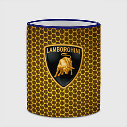 Кружка 3D Lamborghini gold соты, цвет: 3D-синий кант — фото 2