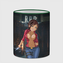 Кружка 3D Claire Redfield from Resident Evil 2 remake by sex, цвет: 3D-зеленый кант — фото 2