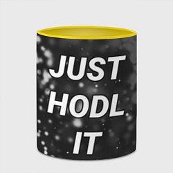 Кружка 3D CRYPTO - JUST HODL IT Частицы, цвет: 3D-белый + желтый — фото 2