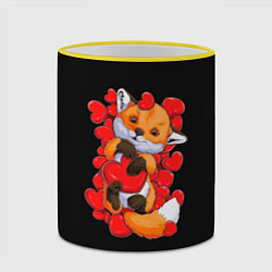 Кружка 3D Лиса Символ любви, цвет: 3D-желтый кант — фото 2