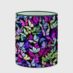 Кружка 3D Витражные бабочки, цвет: 3D-зеленый кант — фото 2