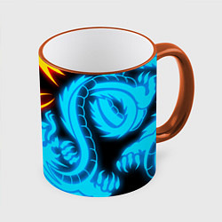 Кружка 3D НЕОНОВЫЕ ДРАКОНЫ NEON DRAGONS, цвет: 3D-оранжевый кант