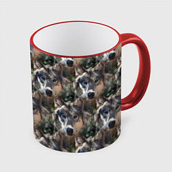 Кружка 3D Волки клипарт wolfs, цвет: 3D-красный кант