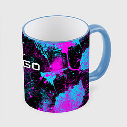 Кружка 3D КС ГО НЕОН CS GO NEON, цвет: 3D-небесно-голубой кант