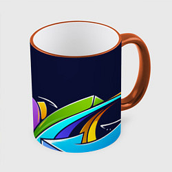 Кружка 3D Цветное граффити, цвет: 3D-оранжевый кант