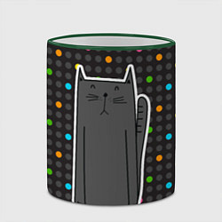 Кружка 3D Черный длинный котик, цвет: 3D-зеленый кант — фото 2