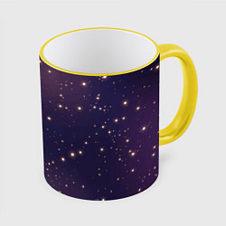 Кружка 3D Звездное ночное небо Галактика Космос, цвет: 3D-желтый кант