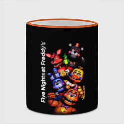 Кружка 3D Five Nights at Freddys - FNAF - персонажи игры, цвет: 3D-оранжевый кант — фото 2