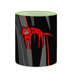Кружка 3D Прикольный красный кот, цвет: 3D-светло-зеленый кант — фото 2