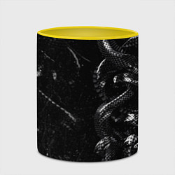 Кружка 3D Змеиный Паттерн Snake Black, цвет: 3D-белый + желтый — фото 2