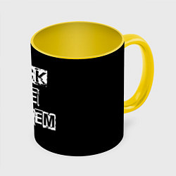 Кружка 3D FACK THE SYSTEM, цвет: 3D-белый + желтый