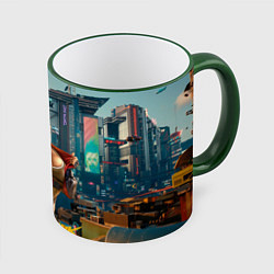 Кружка 3D Panam Cyberpunk2077 18, цвет: 3D-зеленый кант