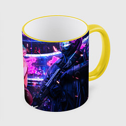 Кружка 3D Cyberpunk 18 Judy, цвет: 3D-желтый кант