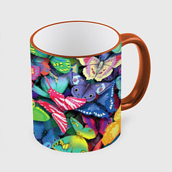 Кружка 3D Стая бабочек Pattern, цвет: 3D-оранжевый кант