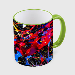 Кружка 3D Импрессионизм Vanguard neon pattern, цвет: 3D-светло-зеленый кант
