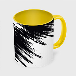 Кружка 3D БЕЛАЯ КРАСКА БРЫЗГИ, цвет: 3D-белый + желтый