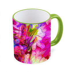 Кружка 3D Красочный цветочный паттерн Floral pattern, цвет: 3D-светло-зеленый кант