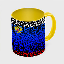 Кружка 3D Герб флаг россии, цвет: 3D-белый + желтый