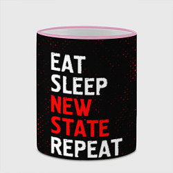 Кружка 3D Eat Sleep New State Repeat - Потертости, цвет: 3D-розовый кант — фото 2