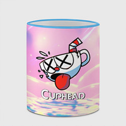 Кружка 3D Cuphead Разбитая чашечка, цвет: 3D-небесно-голубой кант — фото 2