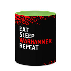 Кружка 3D Eat Sleep Warhammer Repeat - Спрей, цвет: 3D-белый + светло-зеленый — фото 2