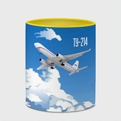 Кружка 3D Самолет Ту-214, цвет: 3D-белый + желтый — фото 2