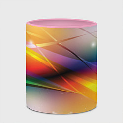 Кружка 3D Абстрактные линии разных цветов, цвет: 3D-белый + розовый — фото 2