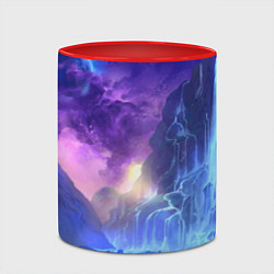 Кружка 3D Фантастический пейзаж Водопад Неон, цвет: 3D-белый + красный — фото 2