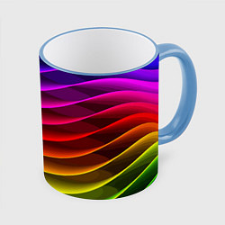 Кружка 3D Color line neon pattern Abstraction Summer 2023, цвет: 3D-небесно-голубой кант