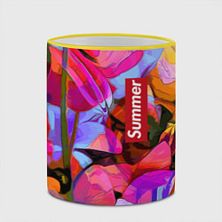 Кружка 3D Красочный летний цветочный паттерн Summer color pa, цвет: 3D-желтый кант — фото 2