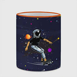 Кружка 3D Космонавт - скейтбордист, цвет: 3D-оранжевый кант — фото 2